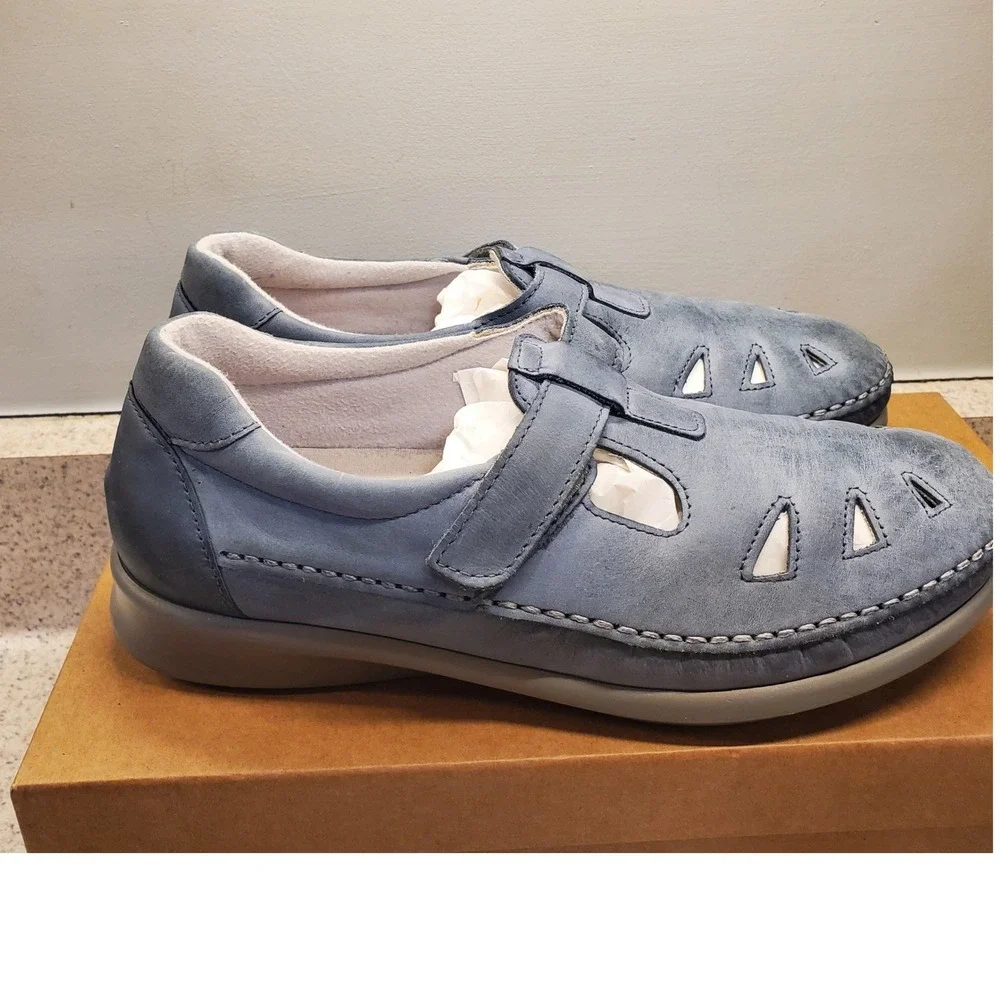 SAS Tripad‎ Comfort Blue Roamer Mary Jane T-Strap Shoes Womens 8.5 W Made in USA